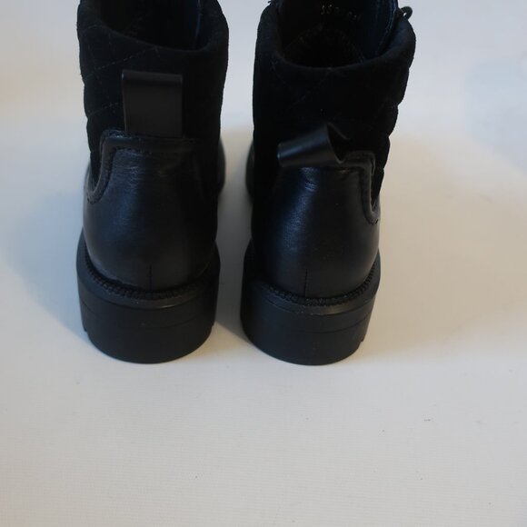 Womens Aquatalia Linda Black Leather Suede Trim Lace-Up Combat Moto Booties 8 - Picture 8 of 16